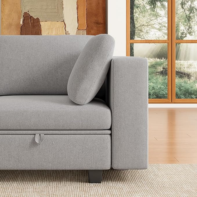 Modular Sectional Sofa Oversized L Shaped Sectional Couch with Storage Ottoman Modular Couch with Deep Seat Comfy Convertible Sectional Couches for Living Room and Apartment Light Grey