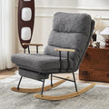 Modern Rocking Chair Teddy Gliding Rocking Chair with High Back Retractable Footrest Adjustable Back Angle for Nursery Living RoomBedroom