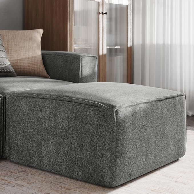 EMMA + OLIVER Farmount Modular Ottoman for Sectional Sofa Modular Footrest Dark Gray