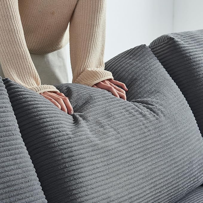 Modular Sectional Couch Modern 108 L Shaped Boneless Cloud Couch with Deep Seat Sectional Sofa for Living Room Bedroom Apartments Dorms No Assembly Required Dark Grey