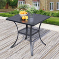 27.6 Square Outdoor Patio Table All-Weather Metal Patio Table with Storage ShelfOutdoor Dining Table for Lawn Garden Porch Black