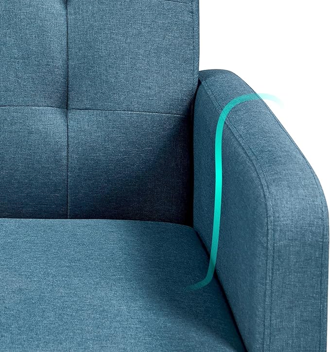 Topeakmart Mid Century Accent Chair Modern and Cozy Barrel Sofa Chair with Thick Cushion and Sturdy Wood Legs for Living Room/Bed Room/Office Waiting Area Navy Blue