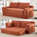 GNIXUU Corduroy Cloud Loveseat Sofa 2 in 1 Convertible Sleeper Sofa with Fixed-Shape Frame Comfy Folding Boneless Love Seat Couches for Living Room Apartment Small Spaces. Orange