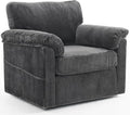 Oversized Swivel Chair 33 Corduroy Swivel Armchair Accent Chair for Living Room Mid Century Modern Comfy Thick Padded Arm Chairs Grey