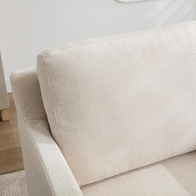 Modern Swivel Accent Chair Beige Chenille 360-Degree Rotation with Removable Cushion Skirted Design 34.8x29.9x33.1 Inch for Living Room Office