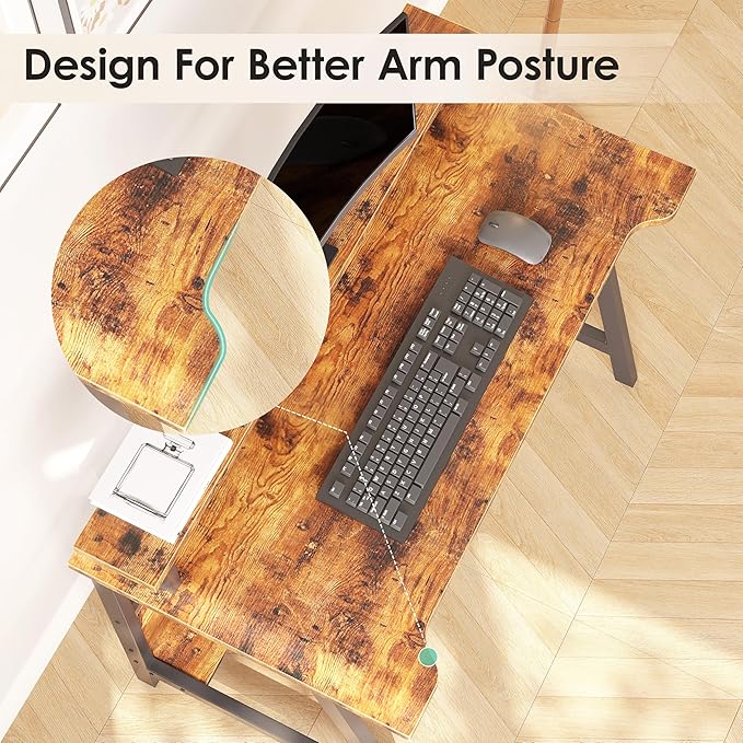 ALISENED 31.5 Inch Small Office Desk with Storage Small Desk for Small Spaces Compact Home Office Desk Mini Study Desk for Bedroom Brown