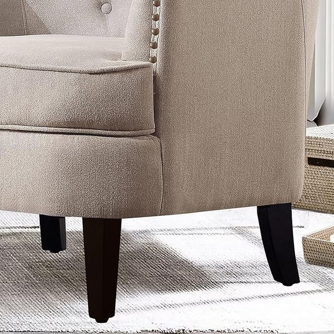 Rosevara Atlas Mid-Century Modern Accent Chair - Upholstered Tufted Armchair with Soft Cushion for Living Room Bedroom &amp Small Spaces
