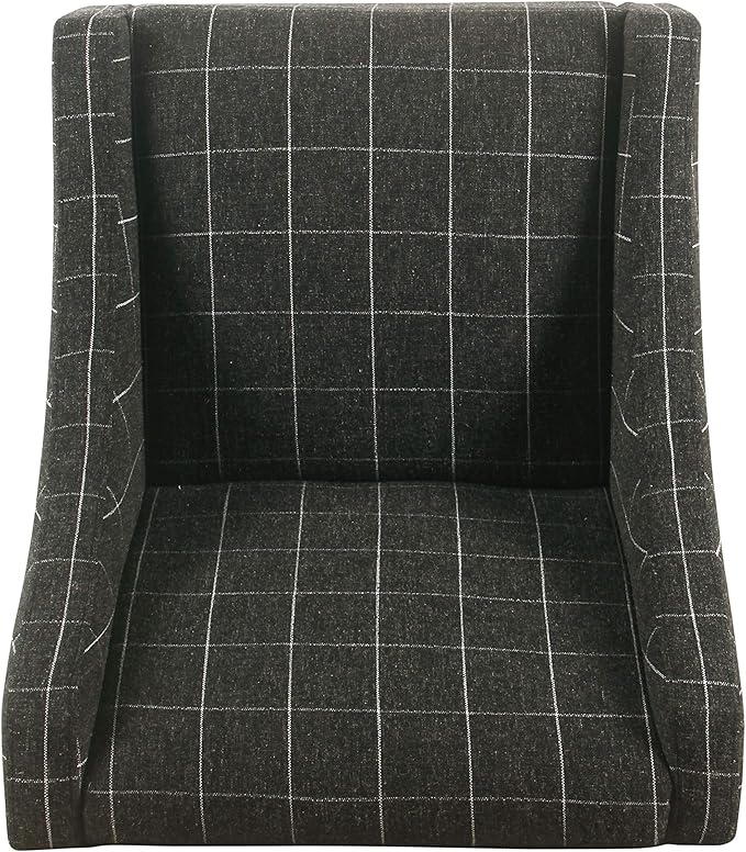 Homepop Home Decor | Upholstered Classic Swoop Arm Accent Chair | Accent Chairs for Living Room &amp Bedroom | Decorative Home Furniture Black Windowpane