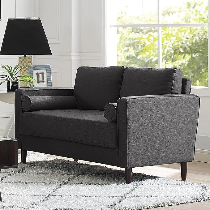 Studio Living® Lexington 52.4 Loveseat Mid-Century Modern Pocket Coil Comfort Easy Assembly Woven Fabric Heather Grey