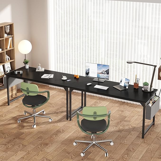 OLIXIS Computer Desk 63 Inch Home Office Desks for Small Spaces Gaming Writing Study Work Table with Storage Bag for Bedroom Black