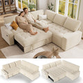 Vipbear Pull Out Sofa Bed Sectional Sleeper Sofa with Reclining Backrest &amp Storage Plush Pullout Modular Sectional Couches with USB Charging L Shaped Convertible Couch Bed for Apartment Beige |