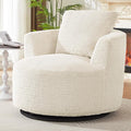 39.4'' Accent Chair for Living Room Chairs 360° Swivel Accent Chairs Upholstered Comfy Reading Chair for Bedroom Rotating Barrel Armchair with Metal Base for Apartment Office (1 Cream)