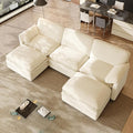 Cloud Couch Modular Sectional Sofa 114 U Shape Comfy Sectional Couches for Living Room 3 Seater Modern Chenille Deep Seat Cloud Sofa with 2 Ottoman and Memory Foam White
