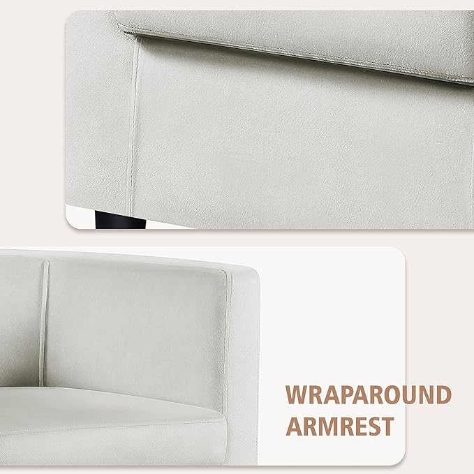 Yaheetech Velvet Accent Chair Modern and Comfortable Armchairs Upholstered Barrel Sofa Chair for Living Room Bedroom Waiting Room Beige 2pcs
