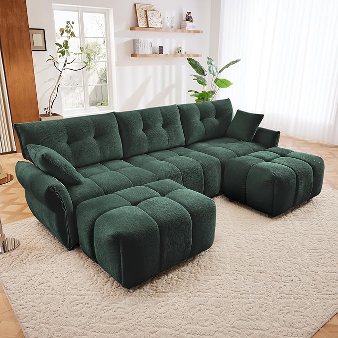 mikibama Oversized Modular Sectional Sofa with Movable Ottomans110 Chenille U-Shaped Couch with 2 FootrestModern 3 Seater Couches for Living RoomLarge Sofas with Deep Seat for Apartment