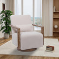 30.5 W Swivel Modern Fabric Upholstered Accent Chair with Solid Wood Armrests Comfy Lounge Reading Chair Side Armchair for Hotel Bedroom Living Room Office Nursery Room (Beige Linen)