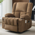 Oversized Recliner Chairs for Adults 270° Swivel Rocker Recliner with Heat and Massage Lazy Boy ReclinerRecliner Chairs Single Sofa Seat with Cup Holders (BrownElectric)