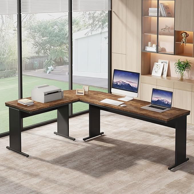 Tribesigns 83-Inch Large L Shaped Desk Reversible Executive Office Desk Modern Corner Computer Table Business Workstation for Home Office (Brown)