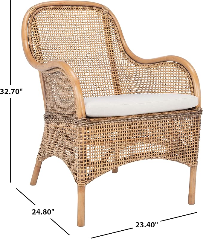 Safavieh Home Collection Charlie Cushioned Accent Chair Dark Natural/White