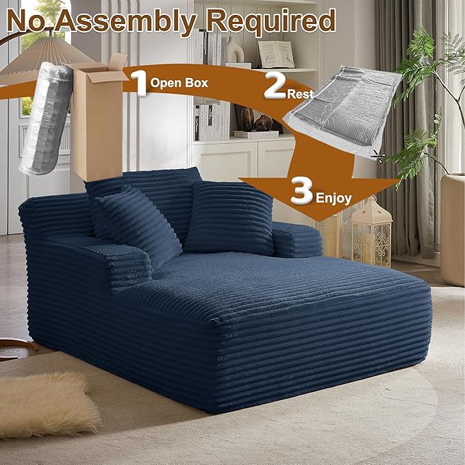 Avenix 66 Oversized Boneless Chaise Lounge Chairs Indoor Corduroy Chaise Lounges Chairs Indoor Comfy Reading Chair Cloud Sleeper Lounging Chair Sofa Couch Bed with 3 Pillows for Living Room Pink