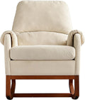 Modern Comfortable Velvet Rocking Chair for Living Room Reading Room Beige Color