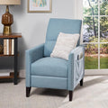 Mid-Century Fabric Rocker Recliner Chair with Tufted Design Adjustable Single Recliner Sofa with Thicker Seat Cushion with Pocket for Living Room Bedroom Apartment (Light Blue Style2)