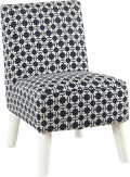 HomePop Youth Modern Armless Slipper Chair Indigo and White Lattice