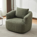 360-Degree Swivel Accent Chair 38.2 Chenille Upholstered Swivel Barrel Sofa Chair with a Throw Pillow Ergonomic Rounded Armrests Single Sofa for Living Room Office (Green/509)