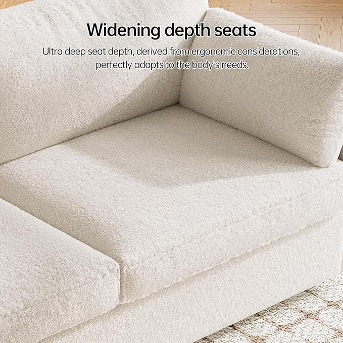 Guyii 70.07 Beige Loveseat Sofa Small 2-Seater Sofa with 2 Pillows Comfy Upholstered Sofa Couch Modern Sofa for Living Room Bedroom Home 330LBS Capacity