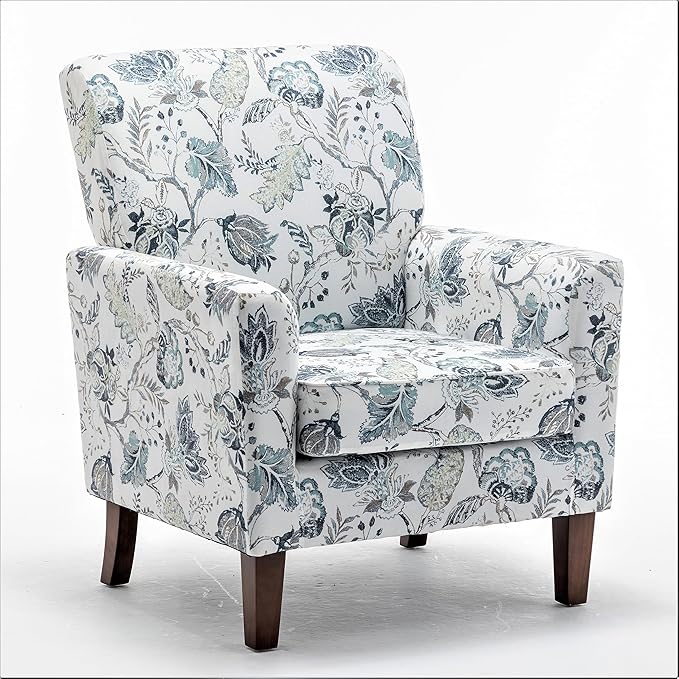 Contemporary Accent Arm Chair with Birch Wood Frame and Velvet Upholstery Armchair for Office and Living Room Decor Removable Cushions 07 Printed Fabric