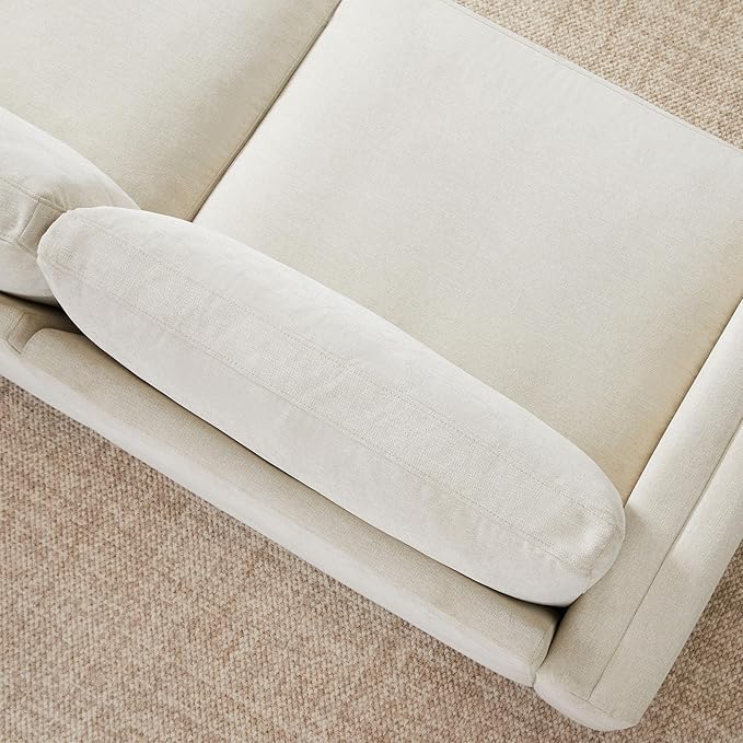 CHITA Super Large Luxury Loveseat Sectional Modular Sofa Down Filled Modern Sofa Deep Seat Comfty Cloud Couch 83 inch Width 2 Seat Couch Solid Wood Leg Linen