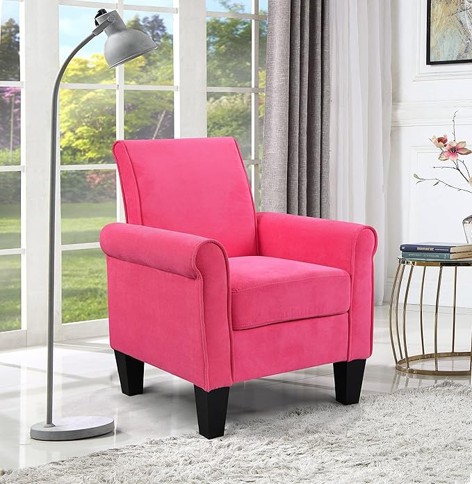Accent Chairs Comfy Sofa Chair Armchair for Reading Living Room Bedroom Office Waiting Room Linen Fabric Pink