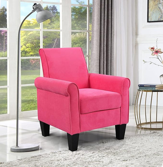 Accent Chairs Comfy Sofa Chair Armchair for Reading Living Room Bedroom Office Waiting Room Linen Fabric Pink