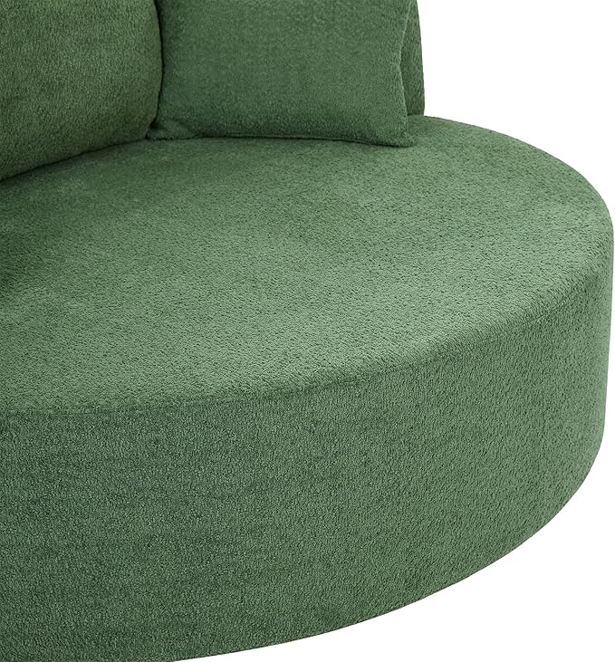 Merax 56 W Accent Chair 360°Swivel Chair with Seat Depth and 3 Removable Pillows Round Barrel Chenille Upholstered Lounge Armchair Sofa Couch for Living Room Bedroom Office or Hotel Green
