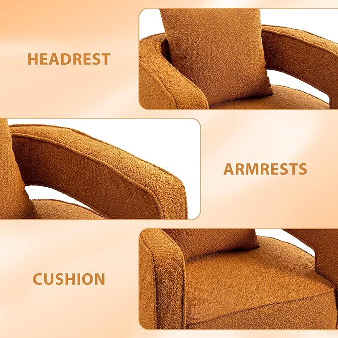 Aoiy &amp Wifon 28.95 W Swivel Accent Chairs for Living Room 360 Degree Swivel Barrel Chair Living Room Accent Chair Boucle Caramel