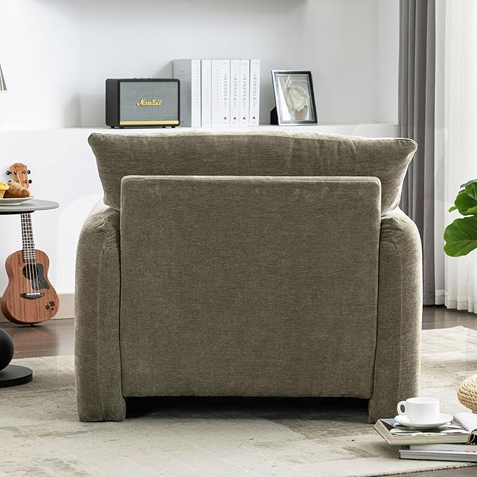 Merax Modern Style Chenille Oversize Armchair Accent Chair 38.6’’ W Single Sofa for Living Room Bedroom Matcha Green