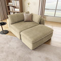 85'' Chaise Lounge Chair Indoor with Double Layer Seat Cushion Boneless Sectional Couches for Living Room with Ottoman Plush Corduroy Sofa Bed Cloud Couch No Assembly(Beige)