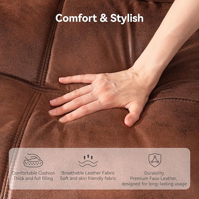 Convertible Futon Sofa Bed71 Modern Premium Faux Leather Futon Couch with Adjustable Backrest&ampArmrestSmall Loveseat Sleeper SofaDorm Futonsofa for ApartmentLiving RoomWhisky Brown