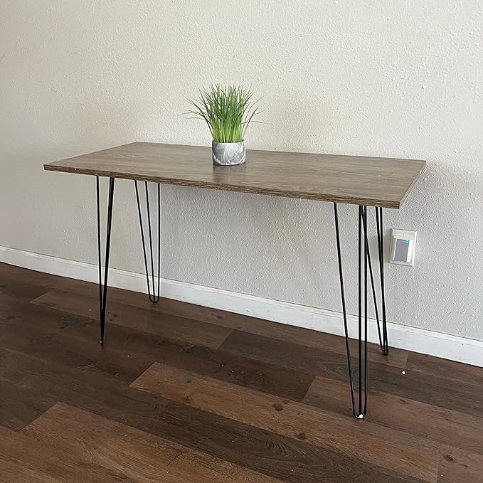 Home Office Desk Retro Black Hairpin Legs 43 Gray Oak Wood Writing Table Wooden Computer Desk Small Student Table Hairpin Grey Study Desk (Gray Wood)