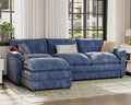 JUMMICO 119” Sectional Sofa Modern Deep Couch with Reversible Ottoman L-Shaped Chenille Fabric Modular Sofa Sleeper Comfy for Living Room/Bedroom/Apartment (Blue L Shaped Sofa)