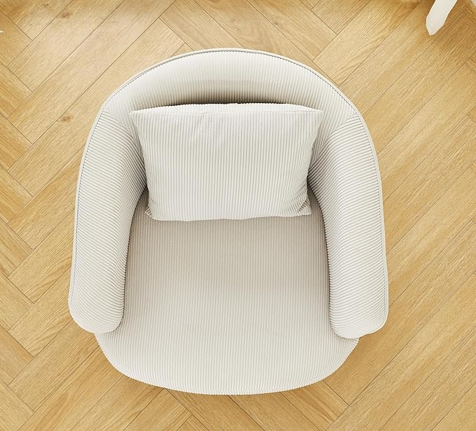 Modern Channel Corduroy Accent Chair with Black Metal Legs Luxurious Design and Comfortable Seating Ideal for Living Room Bedroom or Office Beige