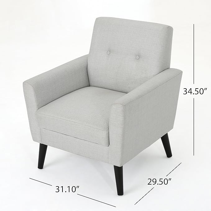 Christopher Knight Home Sienna Mid-Century Modern Fabric Club Chair Light Grey