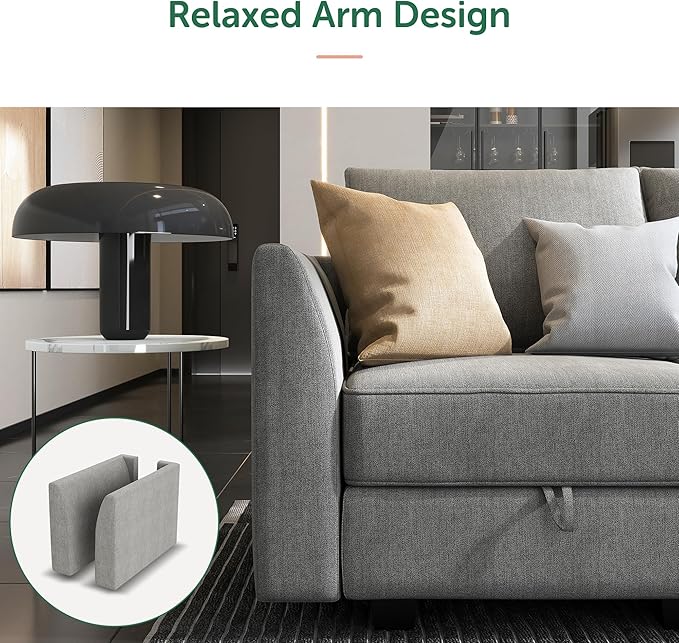 HONBAY Modular Sectional Sofa with Storage U Shaped Modular Sofa 6-Seater Sectional Couch for Living Room Grey