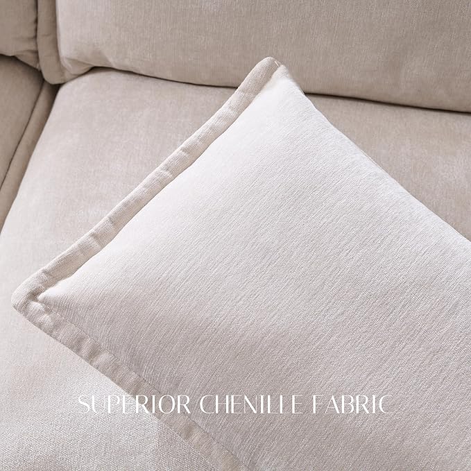 85.83 Sectional Couches for Living Room Cloud Couch Sectional with Large Storage Ottoman L-Shape Modular Sectional Sofa with 5 Seater Chenille Sofa and Pillow for Apartment Bedroom Beige