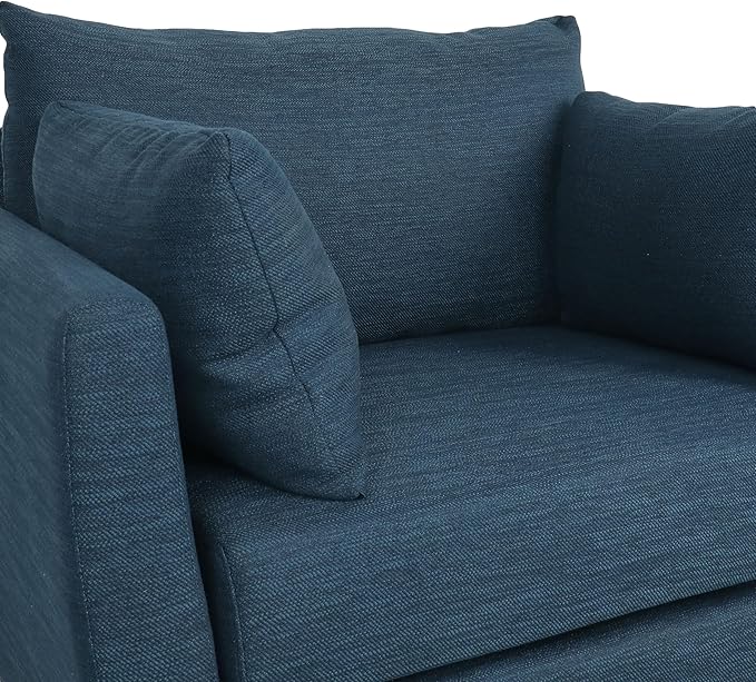 GDFStudio Club Chair Accent Armchair Accent Arm Reading Chair for Living Room Upholstered Armchair Lounge Chair with Comfy Cushion Wooden Leg for Bedroom Office Navy Blue