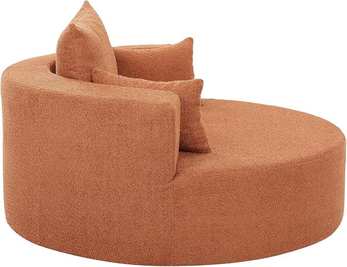 360° Swivel Chair Accent Chair with 3 Removable Pillows Modern Chenille Fabric Barrel Chair Swivel Round Sofa Chair for Living Room Bedroom Office and Hotel