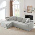 103'' Modular Sectional Sofa with Deep Seat Comfy L Shaped Couch Modern Cloud Couch with Oversized Chaise Corduroy No Assembly Required for Living Room Bedroom Light Grey