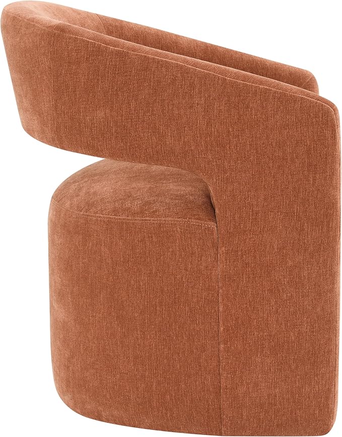 Furniture of America Arina Modern Fabric 25.6-inch Accent Chair with Barrel-Back Design Rounded Seat Pedestal-Style Base and Casters for Living Room Rustic Orange
