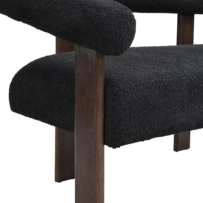 GDFStudio 53.25 Loveseat Sofa with Round Boucle Rrmrest Lightweight Upholstered Small Couch with Rubber Wood Frame Modern Couch with Deep Seat for for Living Room Bedroom Black