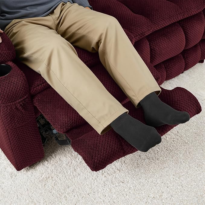 MCombo 57 Power Loveseat Recliner Electric Reclining Loveseat Sofa with Heat and Vibration Cupholders USB Charge Ports for Living Room 6314 (Burgundy Loveseat)